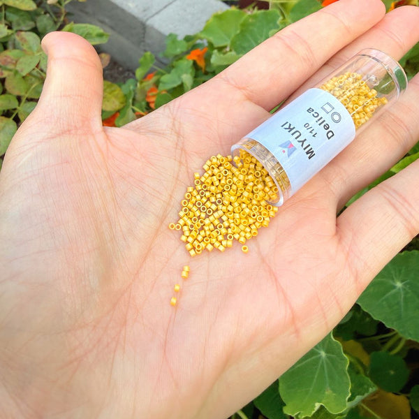 7.5g Miyuki Delica 11/0 Seed Beads, Matte Glazed Rainbow Citron DB2302