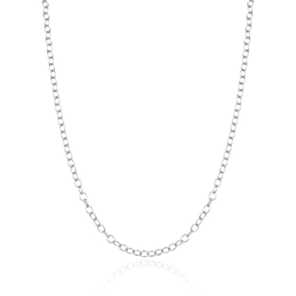 1pc 925 Sterling Silver Rolo Link Cable Chain Necklace, Tarnish Resistant Rhodium Plated, 3mm, Strong, Length Selections: 18/20/22/26 inch