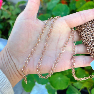 33 Feet Textured Round Link Chain, Raw Copper Uncoated/Unplated, 5mm