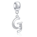 1pc 925 Sterling Silver Letter G, Alphabet Charm Pendant Drop, 18mm Long, Hole ID 4.5mm, EC3-A7
