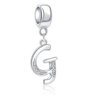 1pc 925 Sterling Silver Letter G, Alphabet Charm Pendant Drop, 18mm Long, Hole ID 4.5mm, EC3-A7