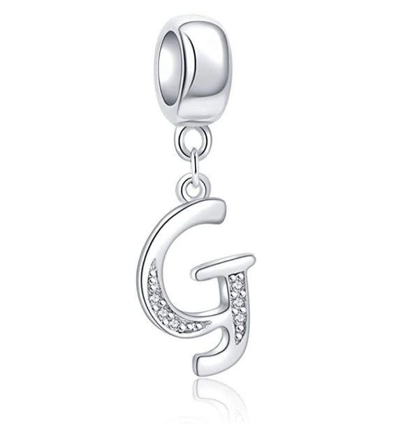 1pc 925 Sterling Silver Letter G, Alphabet Charm Pendant Drop, 18mm Long, Hole ID 4.5mm, EC3-A7