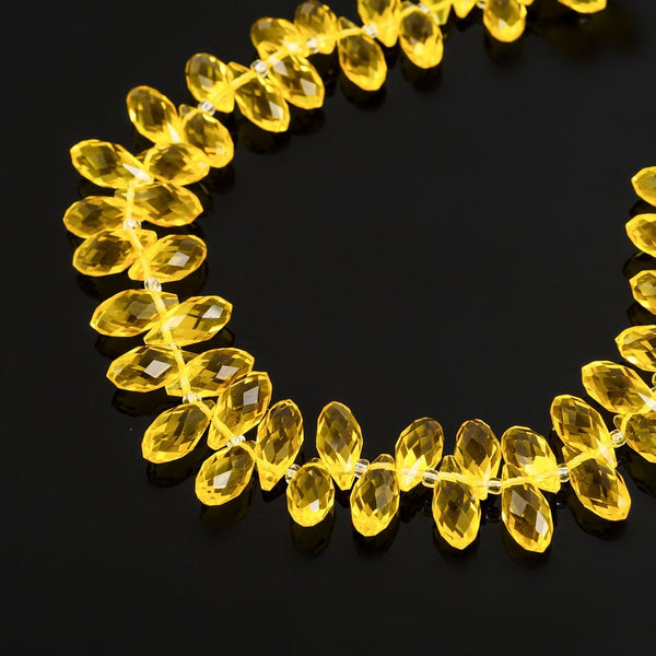 200pcs Creative Club Faceted Teardrop Briolette Crystal Glass Beads, Pendant Drop, Light Topaz Yellow, 12x6mm, Hole ID 1mm, CCT2-9
