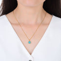 1pc Natural Druzy Crystal Pendant Necklace, Aquamarine Blue Round Disc Small Tiny Gemstone Pendant, 18 inch Gold Plated Stainless Steel Chain, GGP22-3