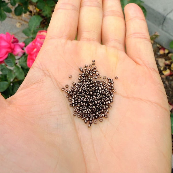25g Miyuki Rocaille 15/0 Round Seed Bead Opaque Metallic Dark Bronze RR-457