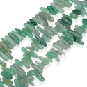 Natural Green Aventurine Gemstone Stick Point Beads, Irregular, 7mm-23mm Long, Hole ID 1mm 1 Strand/15 Inch, GZ5-9