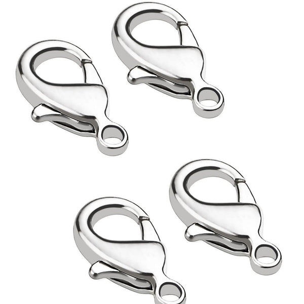 20pcs Tarnish Resistant Lobster Claw Clasps, Sterling Silver Plated Brass, Size Selections: 10mm/12mm/15mm/20mm