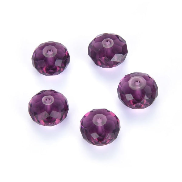 24pcs Adabele Austrian Faceted Rondelle Crystal Beads #5040, Amethyst, Size Selections: 6x4mm, 8x6mm, 10x8mm