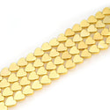 Grade A Natural Hematite Gemstone Heart Beads, Gold Plated, 15 Inch/1 Strand, 8mm, Hole ID 1mm, GFC-F3