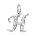 1pc 925 Sterling Silver Letter H Charm, Tarnish Resistant Rhodium Plated, Cubic Zirconia CZ Name Initial Pendant Drop,SSP-C8