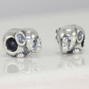 1pc Cute Solid 925 Sterling Silver Elephant Charm Good Luck Bead, Compatible with Pandora All Other Charm Bracelets, EC2-G1