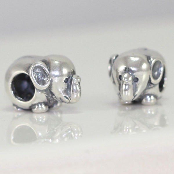 1pc Cute Solid 925 Sterling Silver Elephant Charm Good Luck Bead, Compatible with Pandora All Other Charm Bracelets, EC2-G1