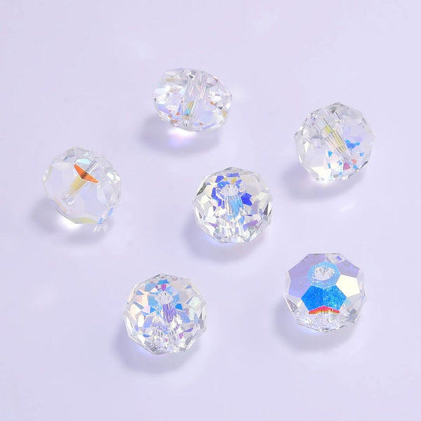 25pcs Adabele Austrian Faceted Donut Rondelle Crystal Beads #5045, Clear AB, 8mm x 5mm, Hole ID 1.2mm, SSO-802