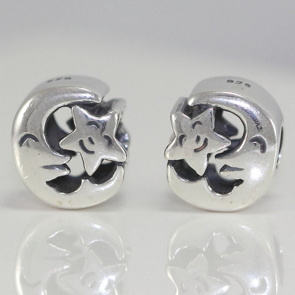 1pc Real 925 Sterling Silver Moon Star Charm Eternity Bead, Compatible with Pandora All Other Charm Bracelet, EC8-B2