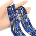Natural Blue Lapis Lazuli Gemstone Faceted Tube Beads, 12x7mm, Hole ID 1mm, 15 Inch/1 Strand, GZ8-11