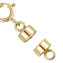 2 Sets 925 Sterling Silver Small Strong Magnetic Clasps, with Springring Clasp, Real 18K Yellow Gold Plated, SS489-2