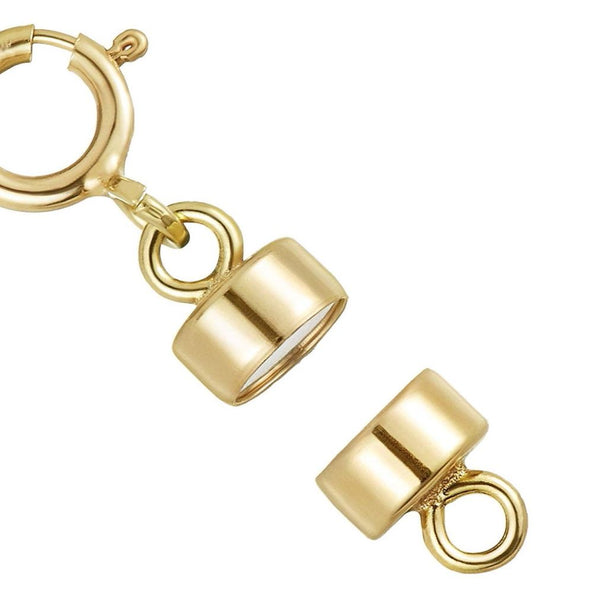 2 Sets 925 Sterling Silver Small Strong Magnetic Clasps, with Springring Clasp, Real 18K Yellow Gold Plated, SS489-2