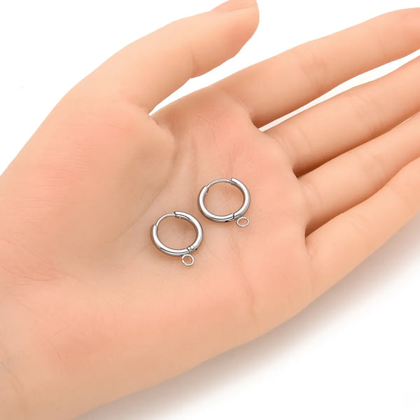 20pcs 316 Stainless Steel Hoop Earring Hooks – 2mm Wire (14mm/18mm/20mm)