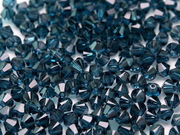 100pcs Preciosa Faceted Bicone Crystal Beads, Montana (Blue), Size Selections: 3mm/4mm/6mm