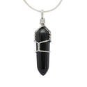 1pc Natural Black Obsidian Gemstone Pendant Necklace, 18 Inch Surgical Stainless Steel Chain, GGP-E9