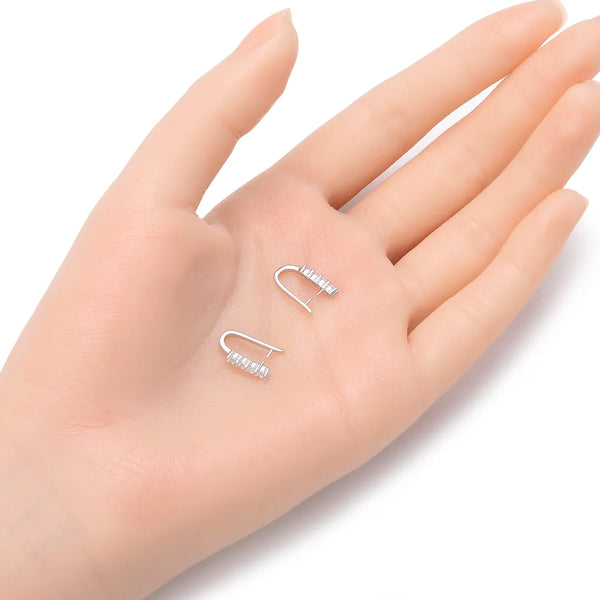 2pcs 925 Sterling Silver 15mm Pinch Bail, Pendant Clasp, Tarnish Resistant Rhodium Plated, Cubic Zirconia CZ, SS203-3