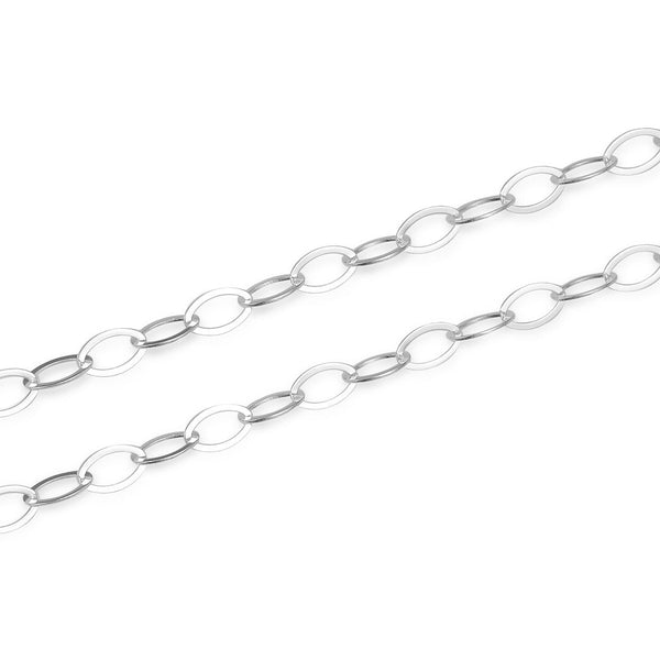 5 Feet 925 Sterling Silver Unfinished Flat Oval Cable Chain Links, 5.2mm, Large Thick, SSK-S1