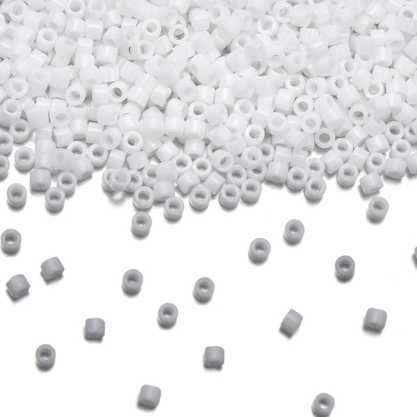 7.5g Miyuki Delica 11/0 Seed Beads, Opaque Chalk White DB200