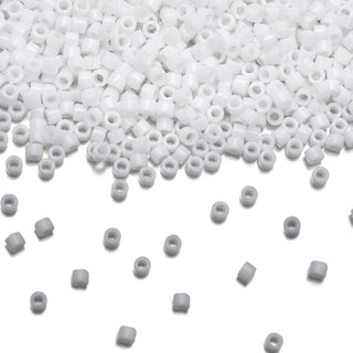 30g Miyuki Delica 10/0 Tube Seed Beads, Opaque white DBM200