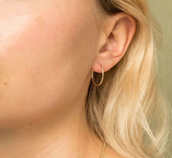 1 Pair Real 18K Yellow Gold Plated Sterling Silver Round Circle Hoop Earrings, 20mm/0.8 Inch, SSE87-2