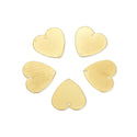 10pcs 23.5mm 2-Hole Valentine Heart Links, Tarnish Resistant, 18K Yellow Gold Plated Brushed Brass, BF-C5