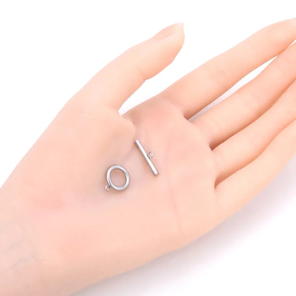 20pcs 304 Stainless Steel Toggle Clasp OT Bar Connectors (12mm/15mm)