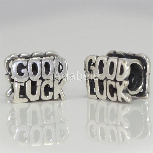 1pc Solid 925 Sterling Silver Good Luck Charm Lucky Bead, Compatible with Pandora All Other Charm Bracelet, EC365