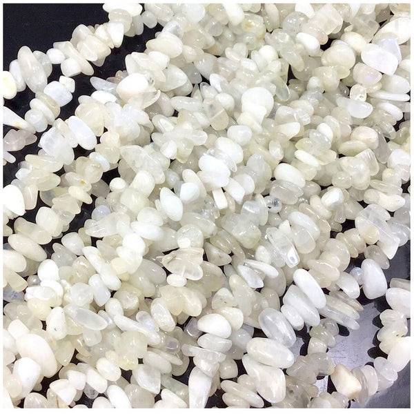 Natural White Moonstone Gemstone Chip Beads, Free Form, 5mm-8mm, Hole ID 1mm, 1 Strand/31 Inch, GZ1-37