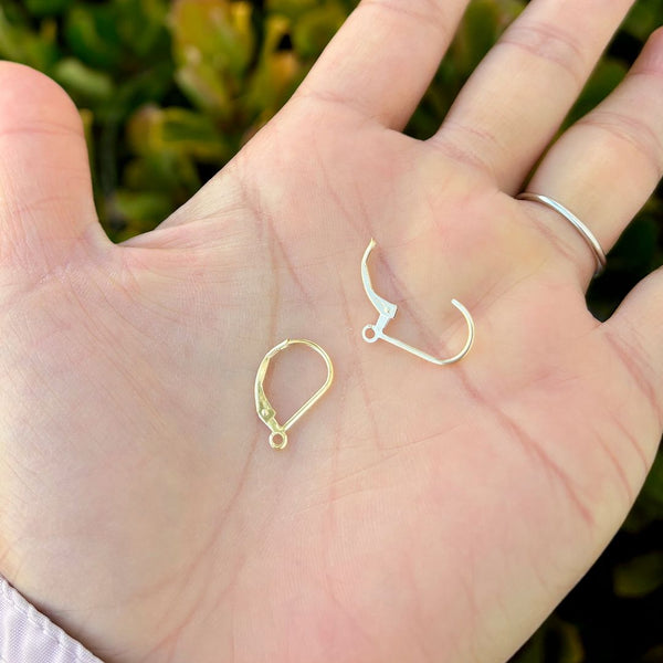 2pcs Real 1/20 14K Gold Filled Strong Leverback Earring Hooks, Open Ring, 16x10mm, JK1-G