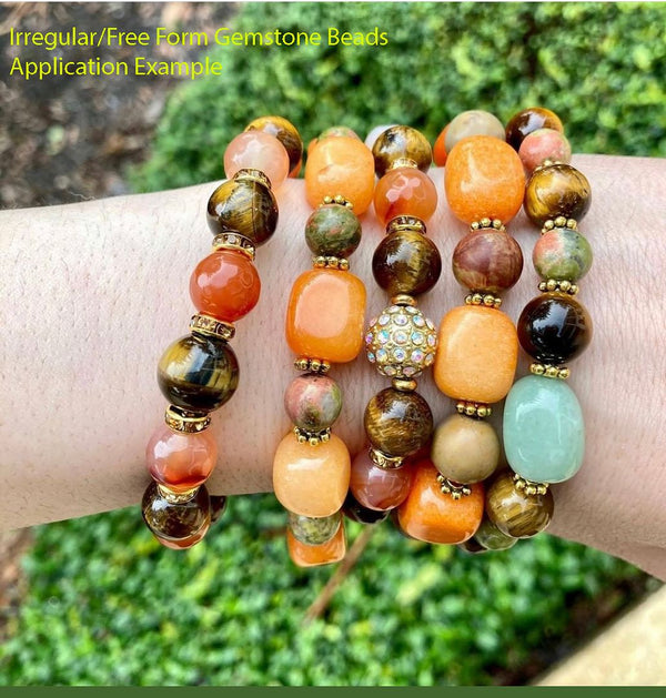 Natural Moss Agate Gemstone Tumbled Nugget Beads, Irregular, 10mm-13mm, Hole ID 1mm, 1 Strand/15 Inch, GZ4-4