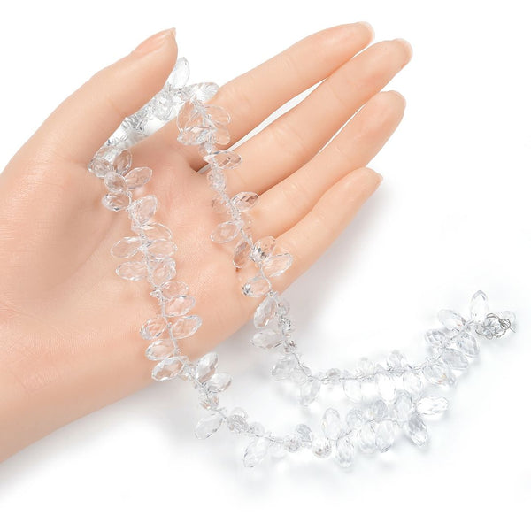 200pcs Creative Club Faceted Teardrop Briolette Crystal Glass Beads, Pendant Drop, Crystal Clear, 12x6mm, Hole ID 1mm, CCT2-1