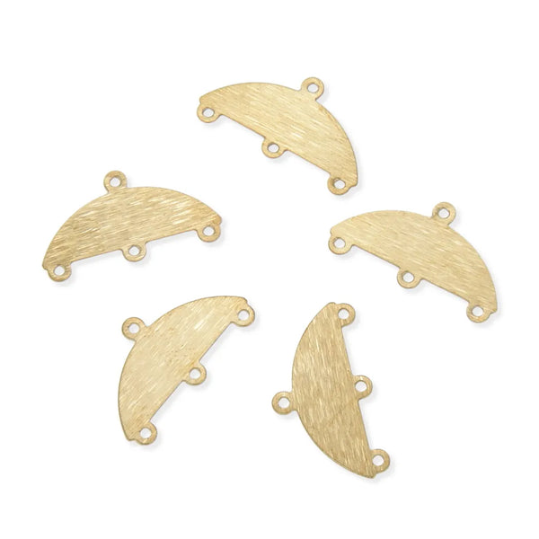 20pcs Brushed Raw Brass Half Round Semicircle Connector Link, 4-Hole, 21mm, Unplated/Uncoated, CF-A11