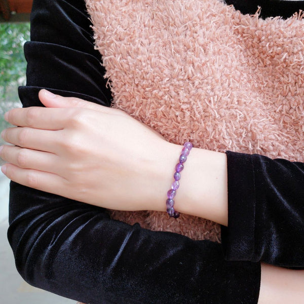 1 Strand Stretch Natural Grade A Purple Amethyst Free Form Gemstone Bracelet, 5-8mm Small Beads, Length Selections: 7 inch/7.5 inch