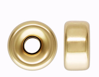 10pcs 925 Sterling Silver Puffy Rondelle Spacer Beads, Real 18K Yellow Gold Plated, Size Selections: 4mm/5mm/6mm/8mm