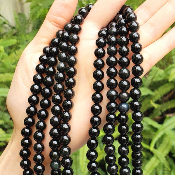 AAA Natural Black Agate Gemstone Round Beads, 15 Inch/1 Strand, Size Selections: 4mm/6mm/8mm/10mm