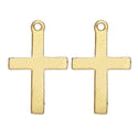 2pcs Real 1/20 14K Gold Filled Small Cross Charm Drops, 16x10mm, Hole ID 1.1mm, JK13-5