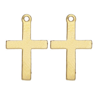 2pcs Real 1/20 14K Gold Filled Small Cross Charm Drops, 16x10mm, Hole ID 1.1mm, JK13-5