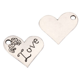 20pcs Heart Full of Love Charm 21mm One Sided Heart Drop Pendants, Antique Silver, MC-D29