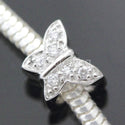 1pc Solid 925 Sterling Silver Butterfly Cubic Zirconia Charm Transformation Bead, Compatible with Pandora All Other Charm Bracelets, EC2-E1