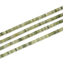 Natural Green Jade Gemstone Heishi Tube Rondelle Beads, 4x2mm/Small, Hole ID 0.9mm, 14.5 Inch/1 Strand, GH-C18