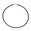 1pc Braided Black Leather Cord Necklace, Sterling Silver Clasp, 3mm Diameter, Length Selections: 16 inch/18 inch