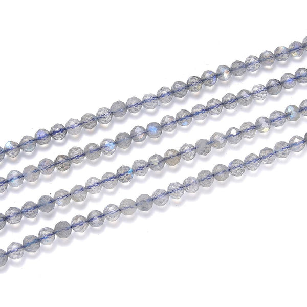 Natural Flashy Labradorite Gemstone Tiny Small Faceted Round Beads, 4mm, Hole ID 0.6mm, 15 Inch/1 Strand, GK4-5