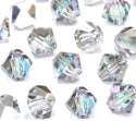 100pcs Preciosa Small Faceted Bicone Crystal Beads, Crystal Vitrail Light (Silver CAL and Pink Metallic), 4mm, Hole ID 0.9mm, Pre-B449