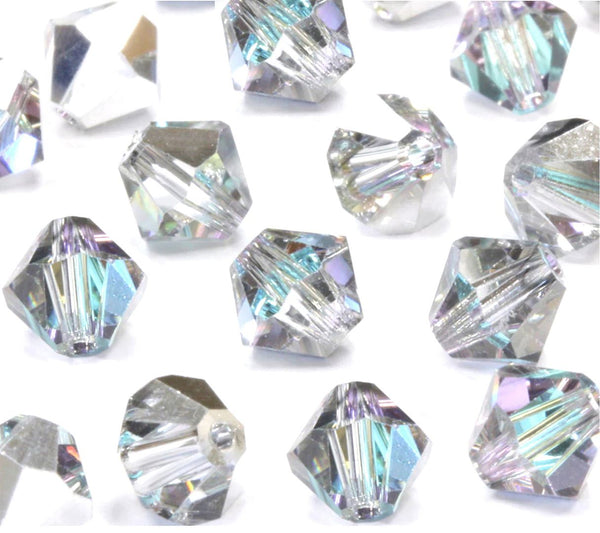 100pcs Preciosa Small Faceted Bicone Crystal Beads, Crystal Vitrail Light (Silver CAL and Pink Metallic), 4mm, Hole ID 0.9mm, Pre-B449