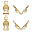 50pcs Tarnish Resistant Clamshell Calotte Bead Tips, 18K Yellow Gold Plated Brass, 2 Closed Rings, 8x4mm, BF48-2